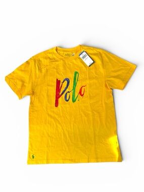 NWT Ralph Lauren Polo Yellow Logo Tee L/G 14-16